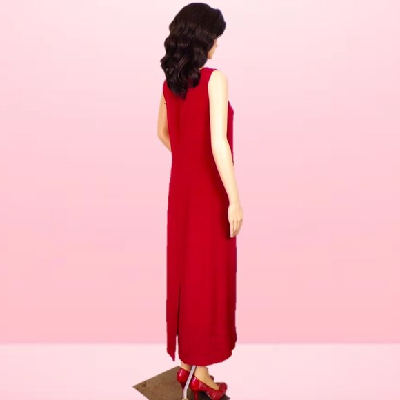SILK! TALBOTS size 6 red sleeveless full-length sheath dress 100% silk DC only - Picture 4 of 10